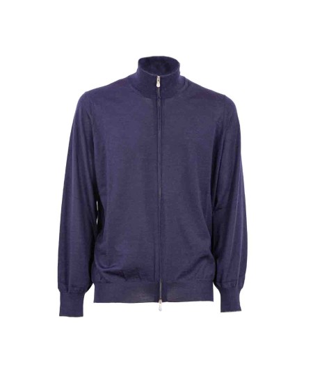 Shop BRUNELLO CUCINELLI  Cardigan: Brunello Cucinelli cardigan full zip in lana e cashmere.
Chiusura con zip e doppio cursore.
Collo alto in maglia a costina.
Polsini e fondo in maglia a costina.
Dettagli in contrasto colore lungo la zip e sui profili dei polsini.
Vestibilità regolare.
Composizione: 90% Lana vergine 10% Cashmere.
Made in Italy.. M2400106-CA058